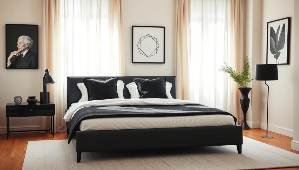 black accents in bedroom