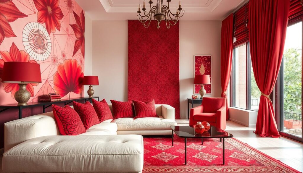 red patterns in decor