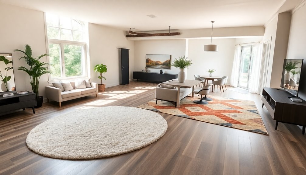 area rugs define spaces
