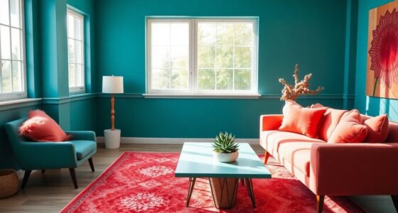 teal and coral interior designs