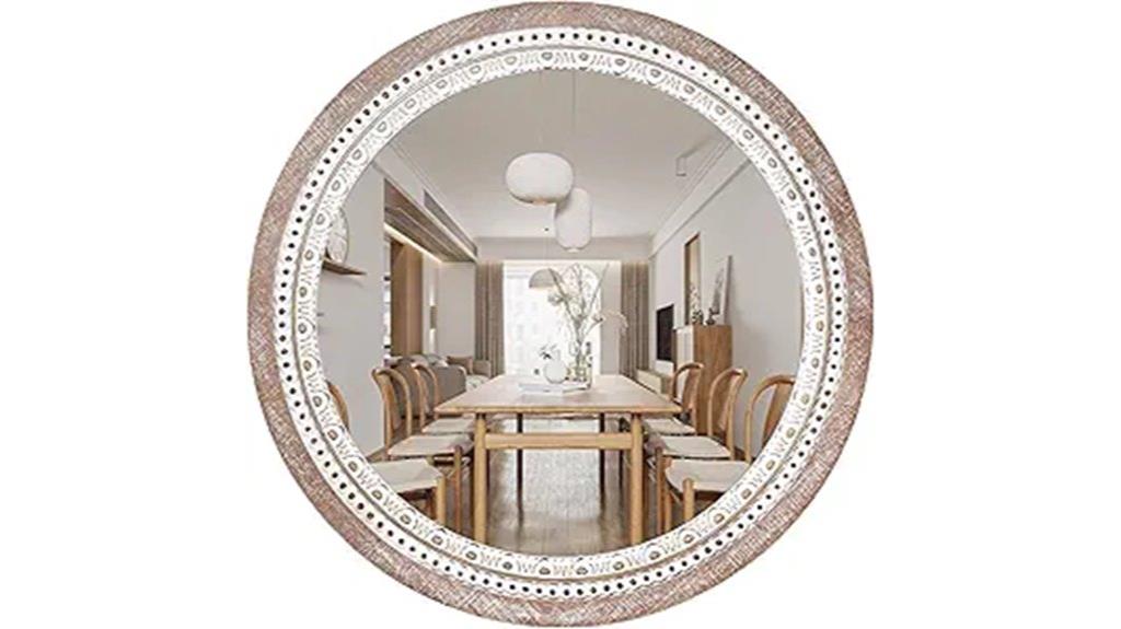 24 inch round wooden mirror