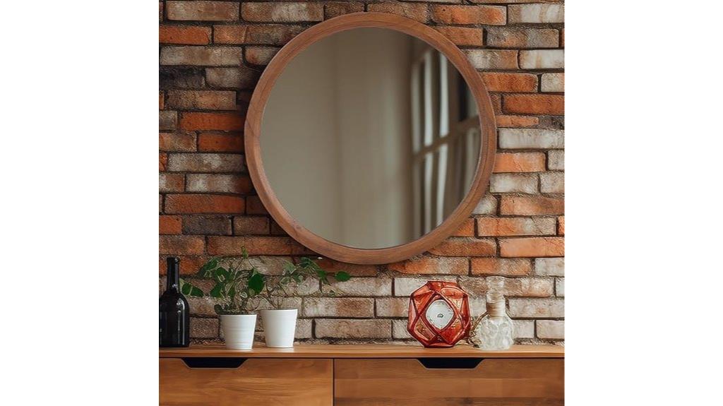 24 inch wooden round mirror