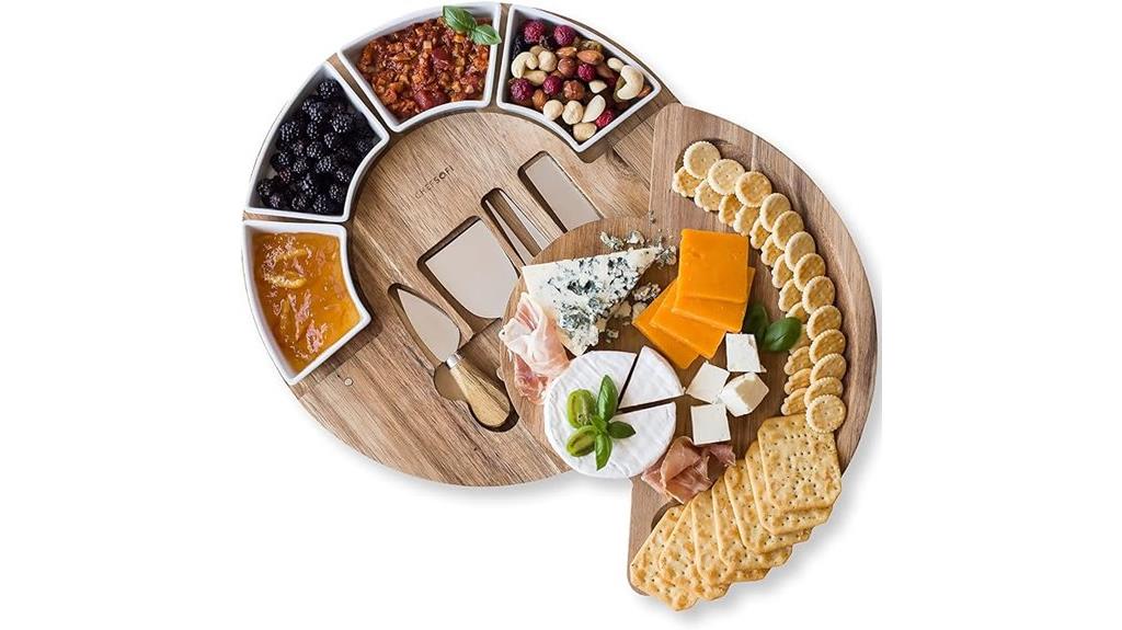 acacia wood cheese set