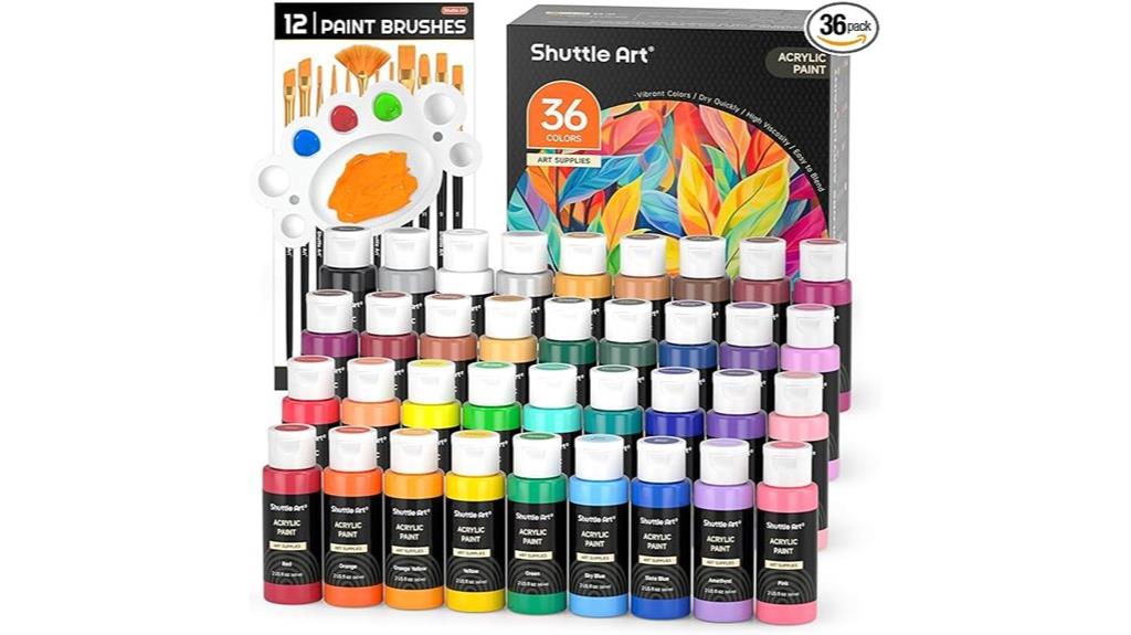 acrylic paint set with brushes