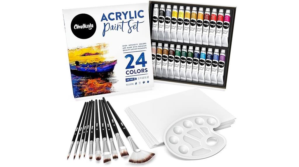 acrylic paint set with brushes