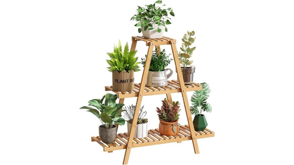 bamboo 3 tier plant stand