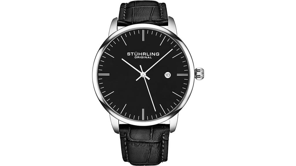 black leather dress watch