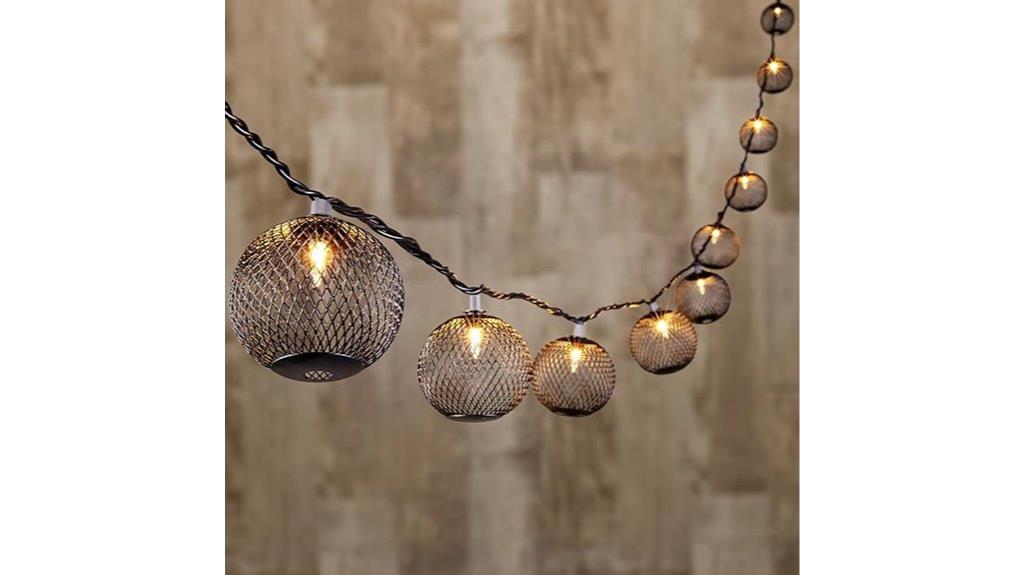 black metal ball string lights