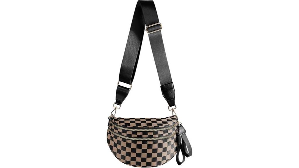 black white checkered bag