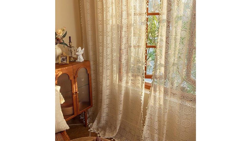 boho lace curtain size