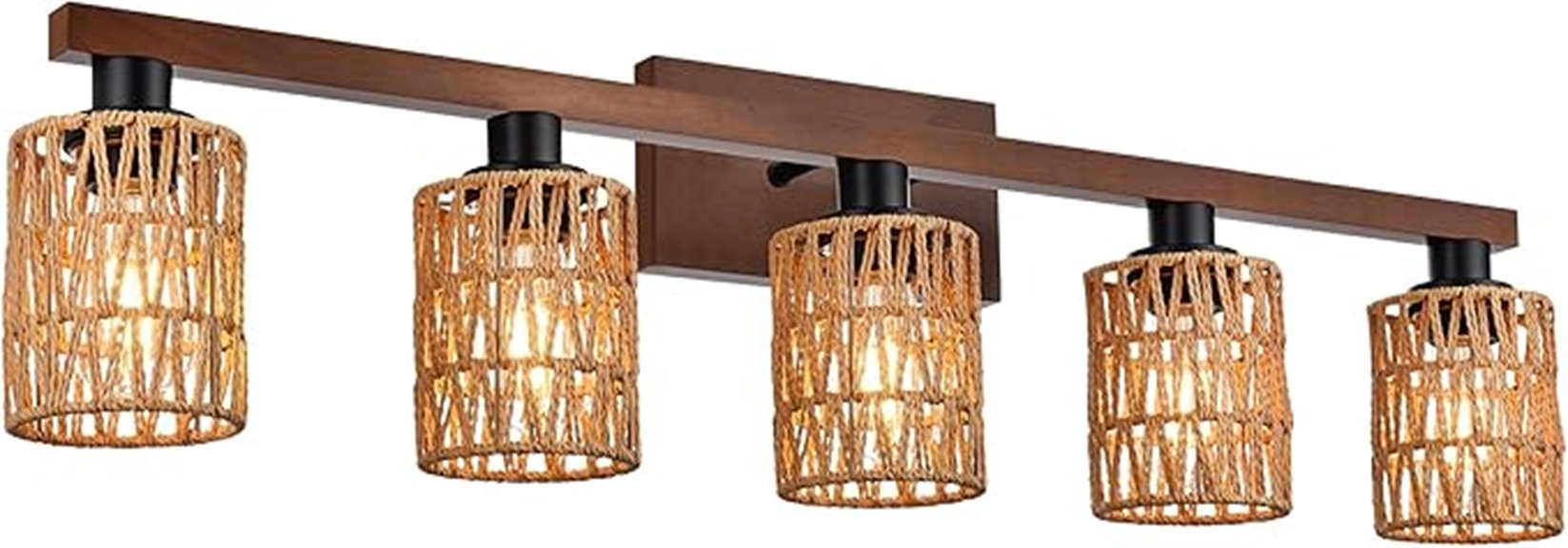 boho rattan bathroom lighting
