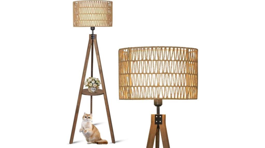 boho rattan floor lamp