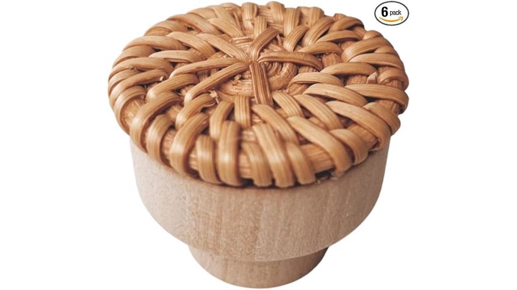 boho rattan knob set