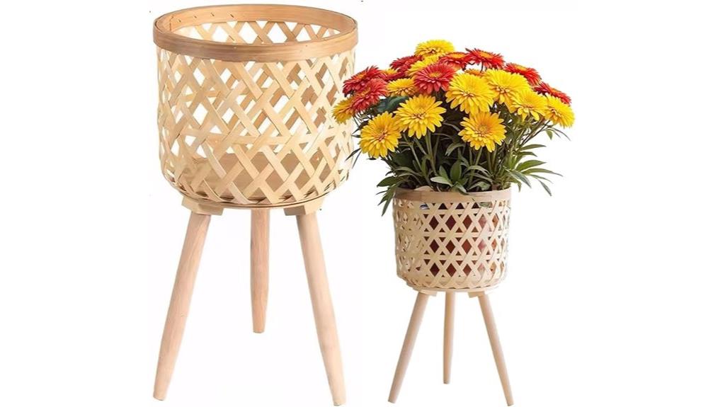 boho rattan plant holders