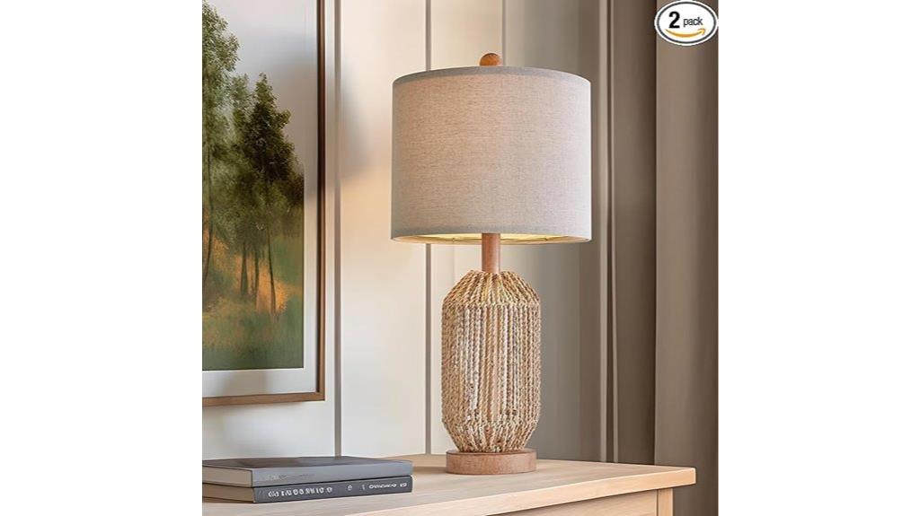 boho rattan table lamp