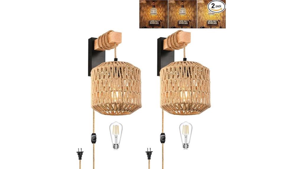 boho rattan wall lights