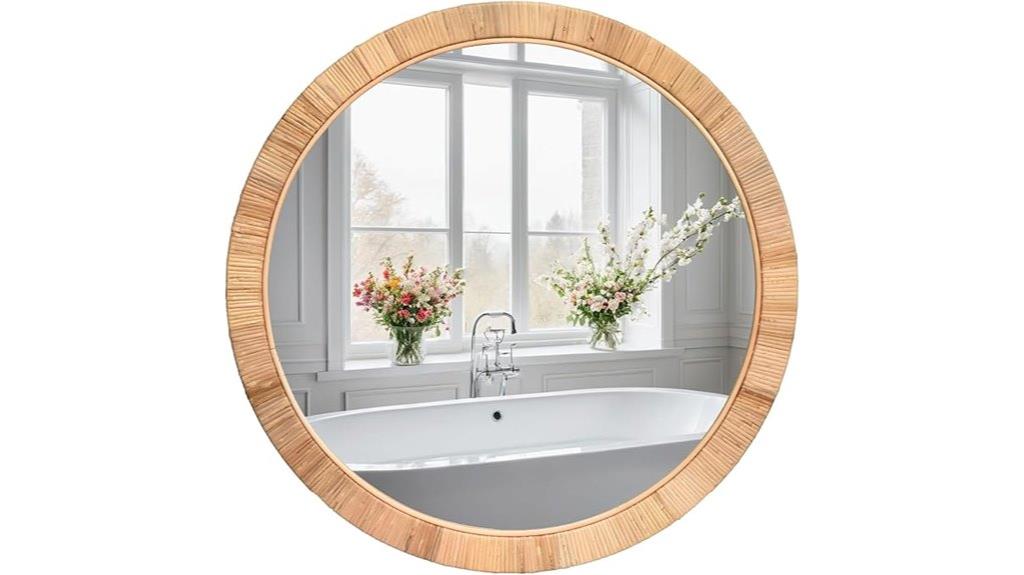 boho round rattan mirror