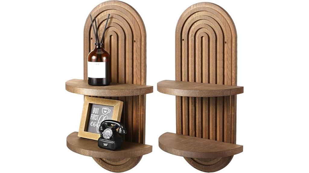 boho wooden wall shelves