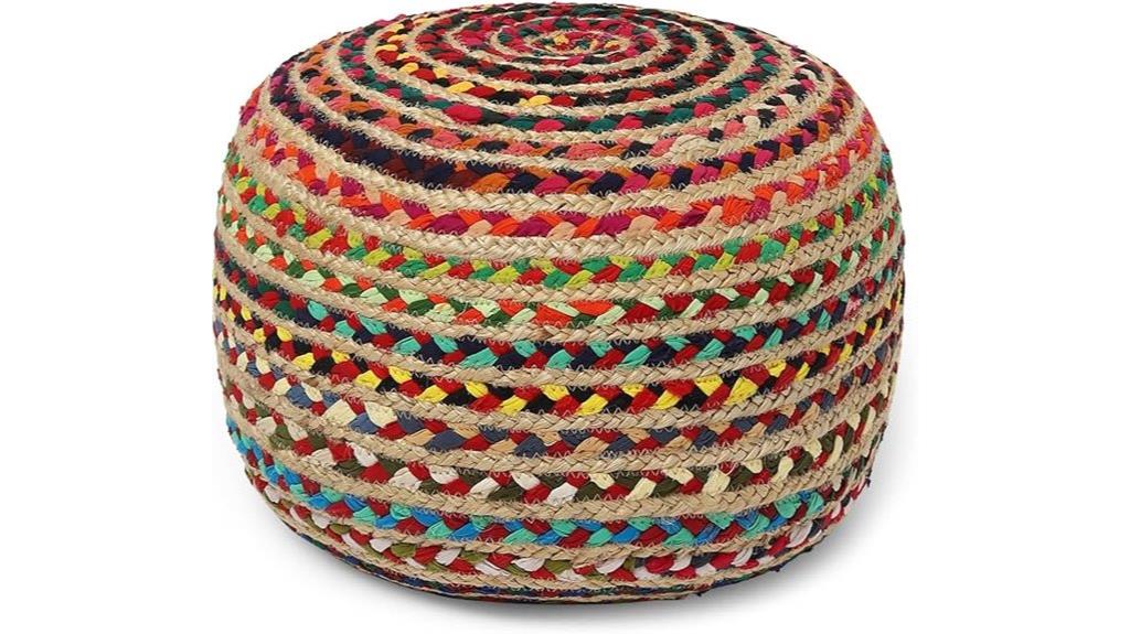 braided round ottoman