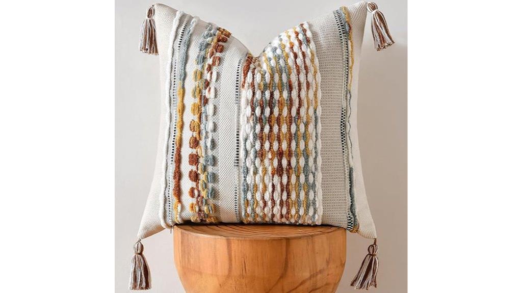 brown striped chenille pillow
