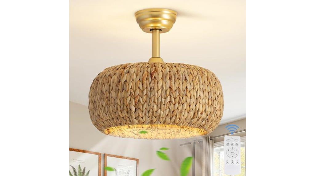 caged rattan fan