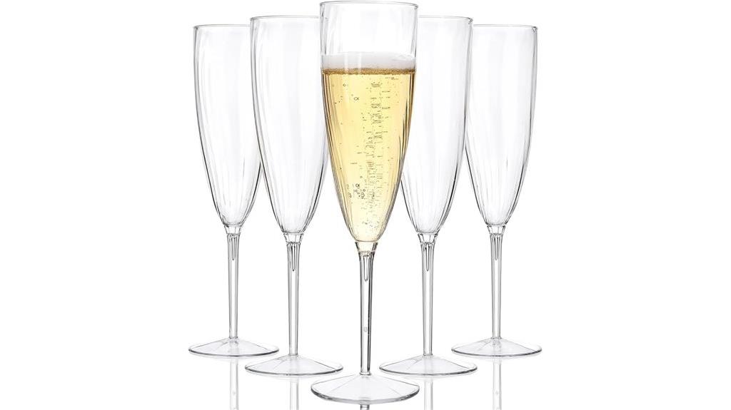 clear plastic champagne flutes