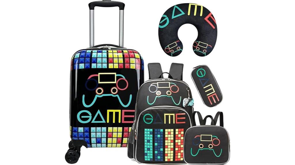 colorful 5 piece spinner luggage