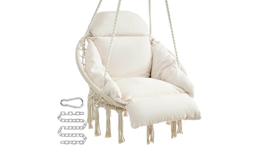 comfortable cushioned hanging chair