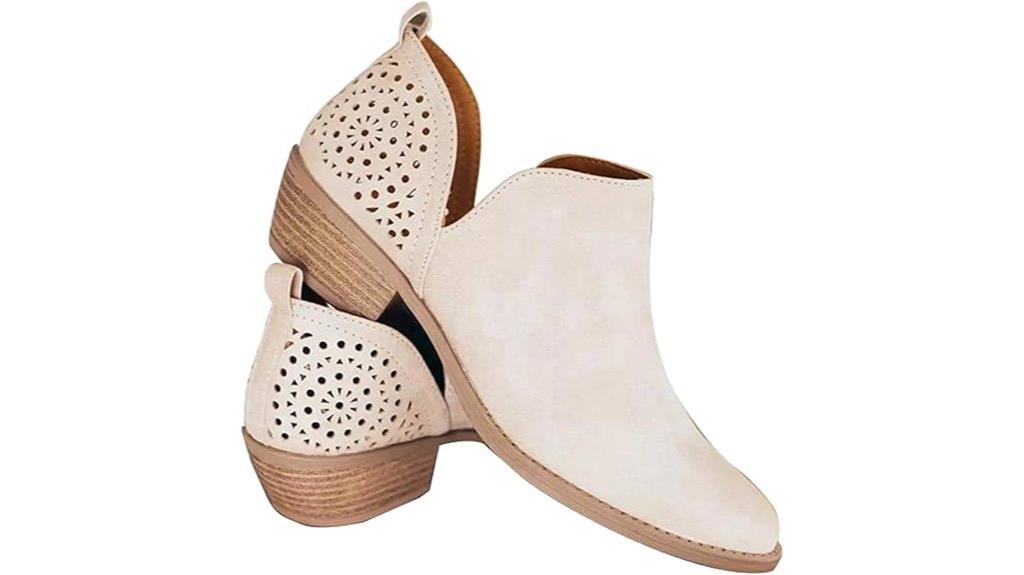 cut out low heel boots