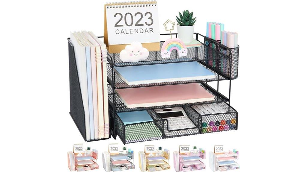 desk with drawer and holders