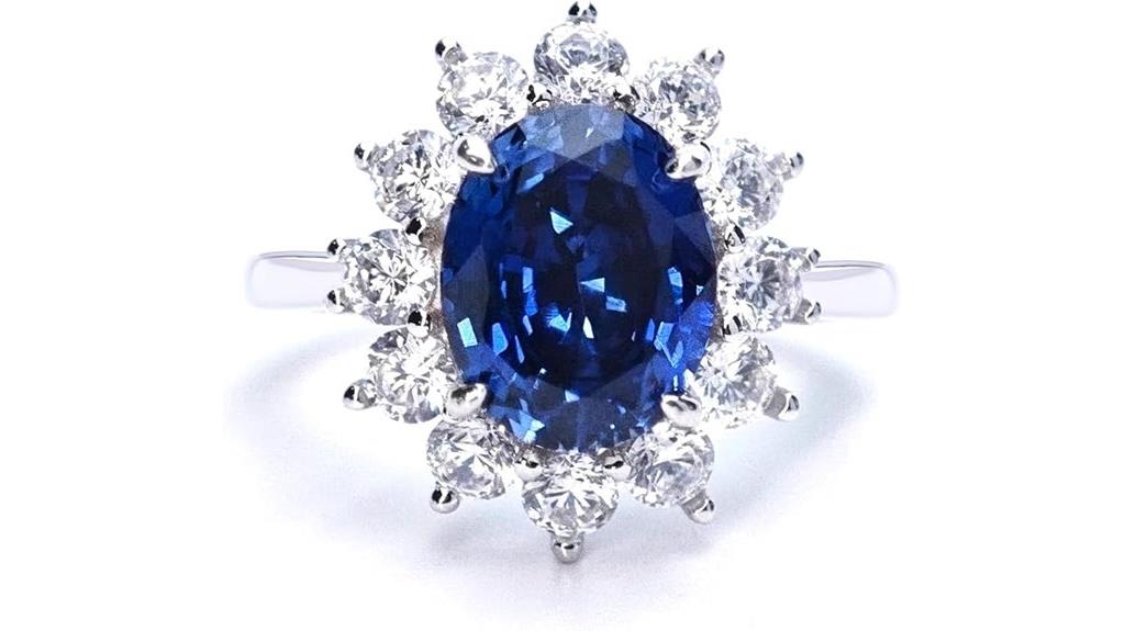 diana style sapphire sterling silver
