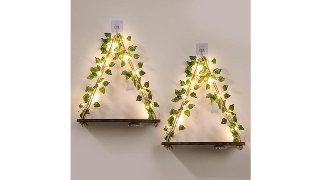 floating shelves with lighting