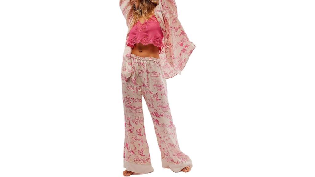 floral satin pajama set