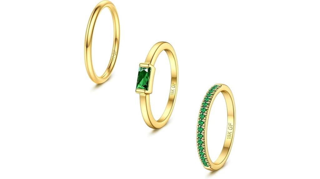 gold birthstone ring set