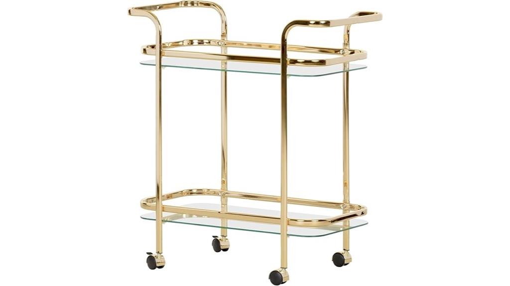 gold glass bar cart