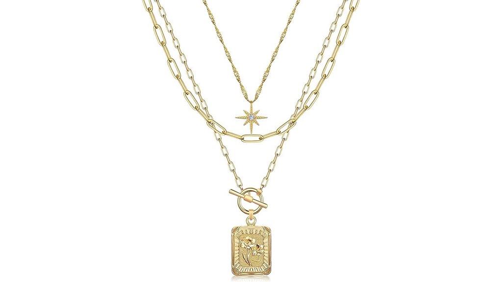 gold layered necklace set