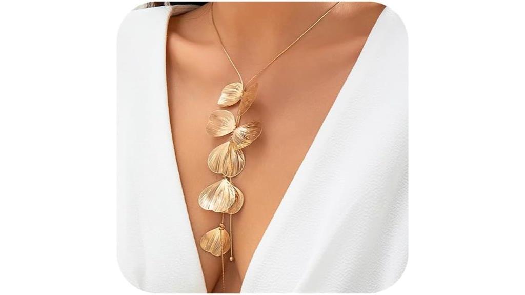 gold leaf choker necklace