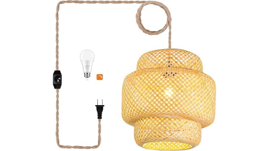 handmade wicker ceiling lamp