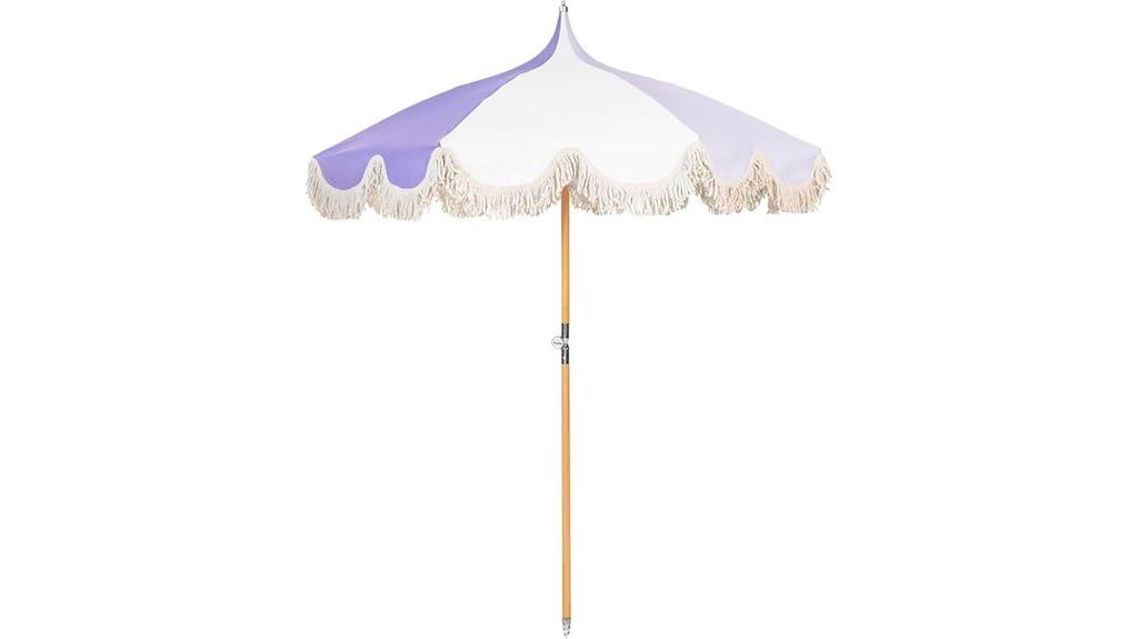 large fringed beach umbrella