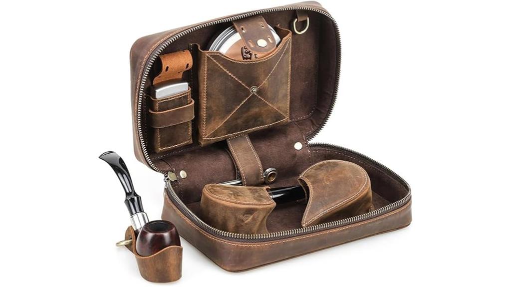 leather tobacco pouch with stand