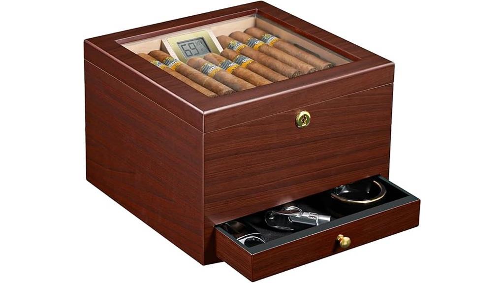 lockable cigar humidor with hygrometer