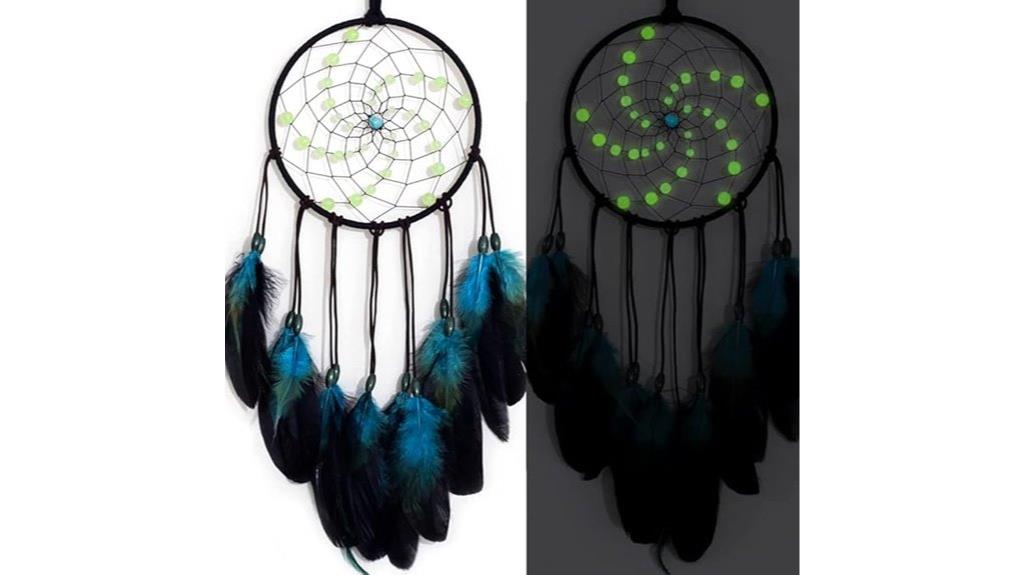 luminous handmade blue dreamcatcher