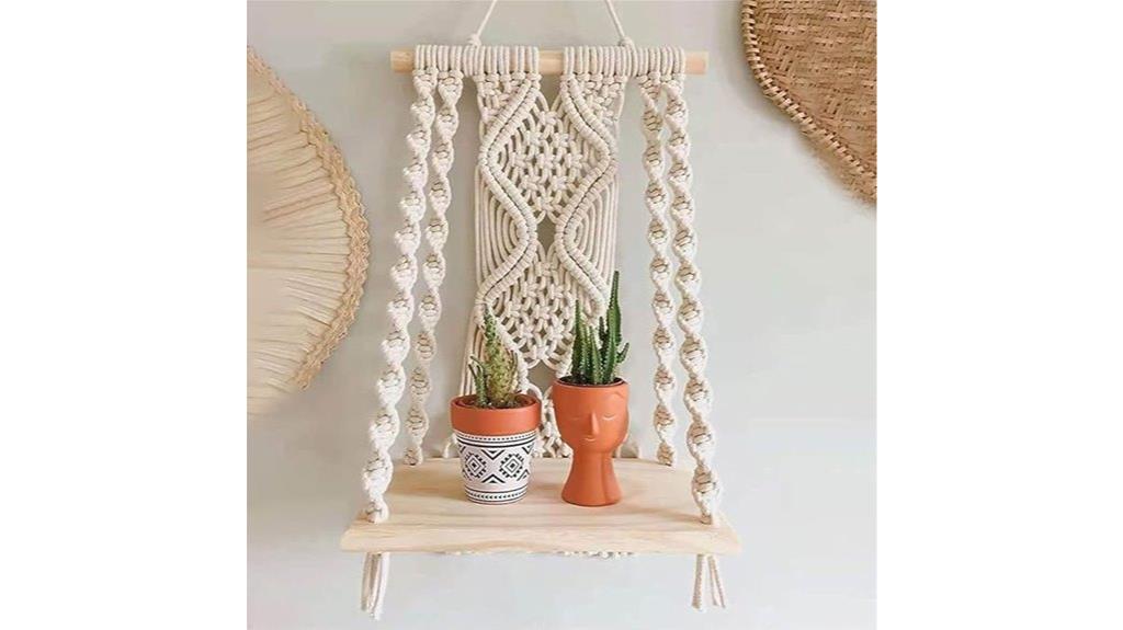 macrame plant shelf decor