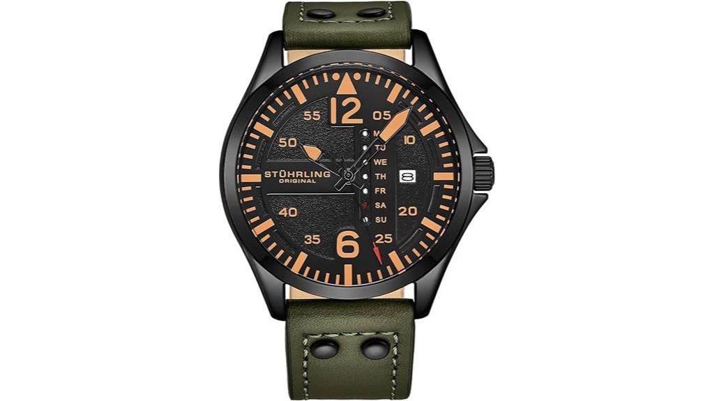 men s leather aviation watch