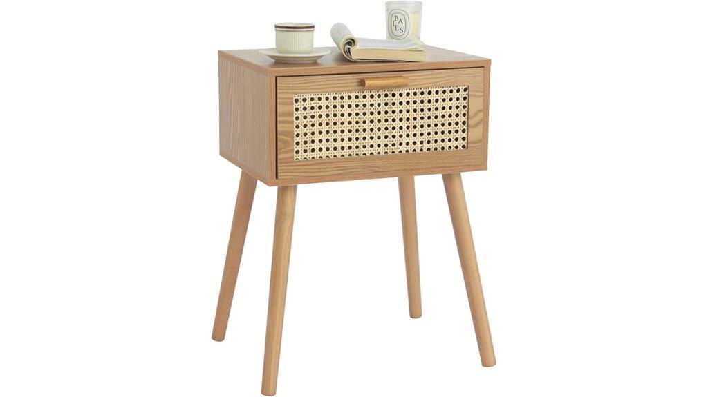 mid century rattan nightstand