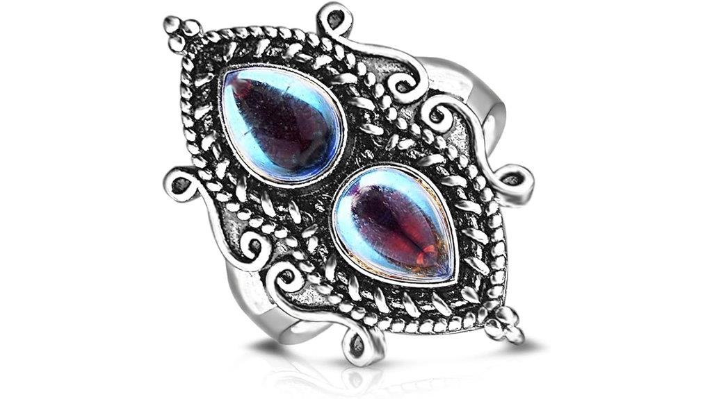 moonstone wide silver ring