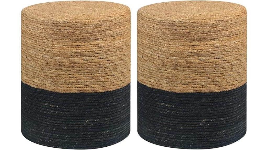 natural seagrass footstool set
