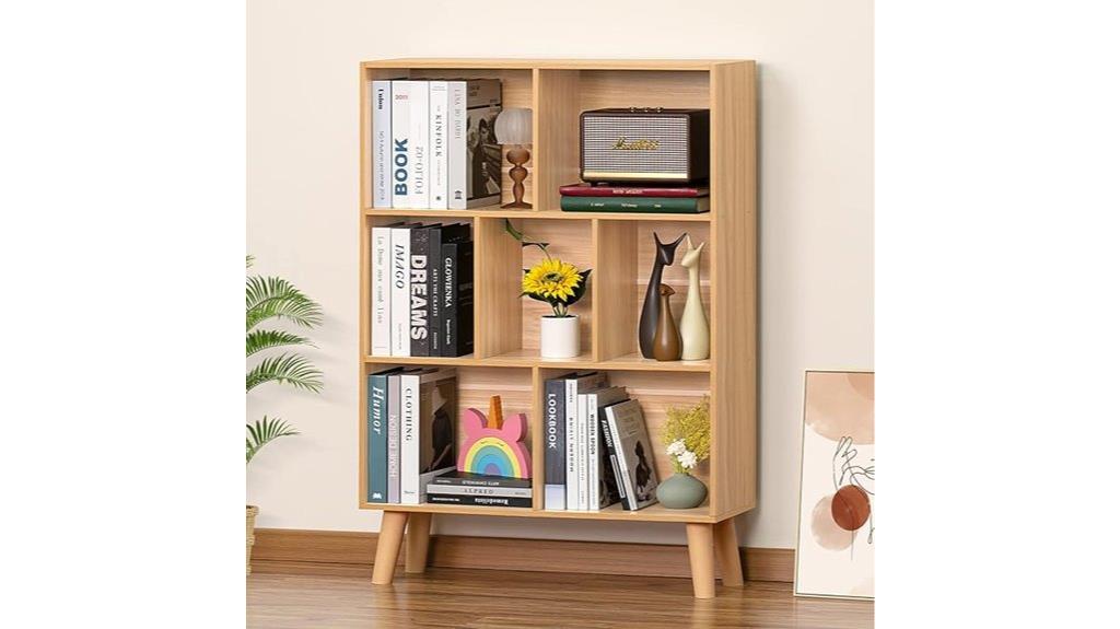 natural wooden 3 tier bookshelf
