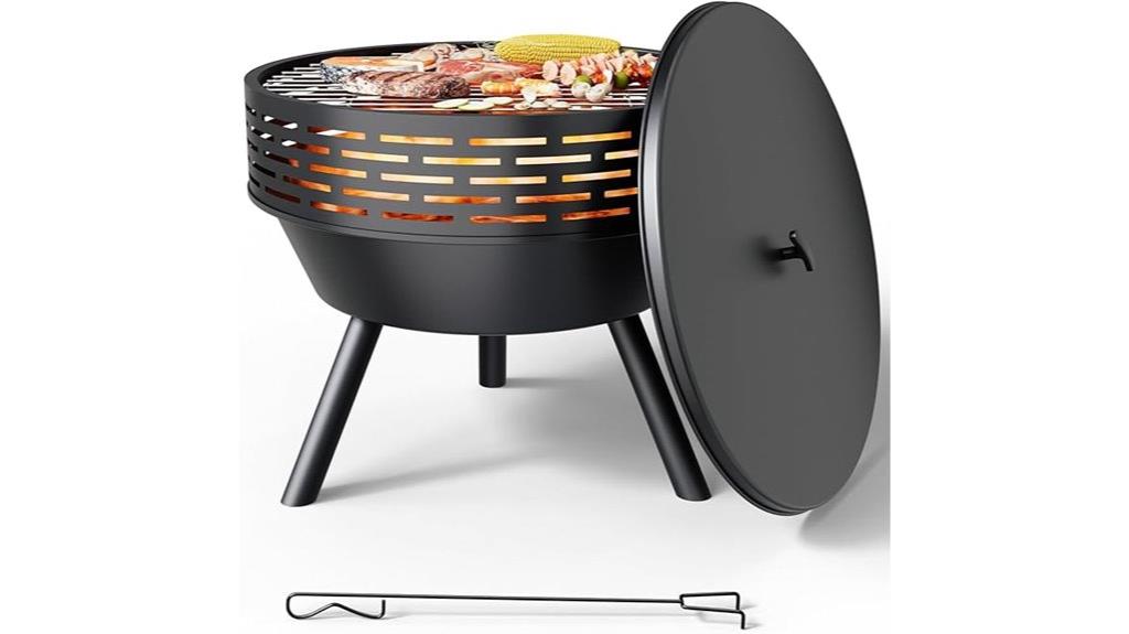 outdoor fire pit with lid