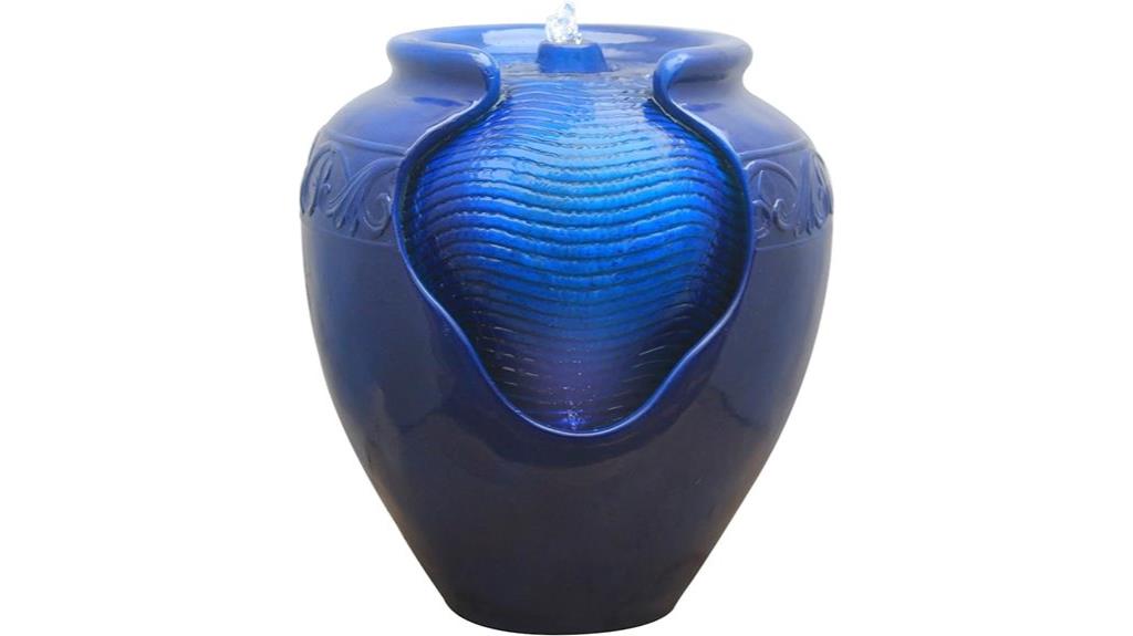 outdoor glazed pot fountain